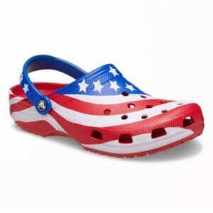 Crocs Classic American Flag Clog Size Mens 7 or Womens 9 USA Stars Stripes New